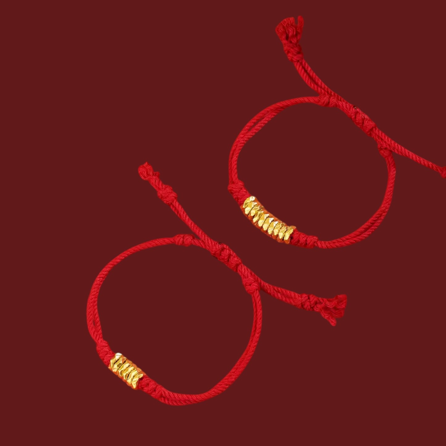 24K 999 Gold Beads Hammer Charm Weaving Adjustable Minimal Unisex Bracelet
