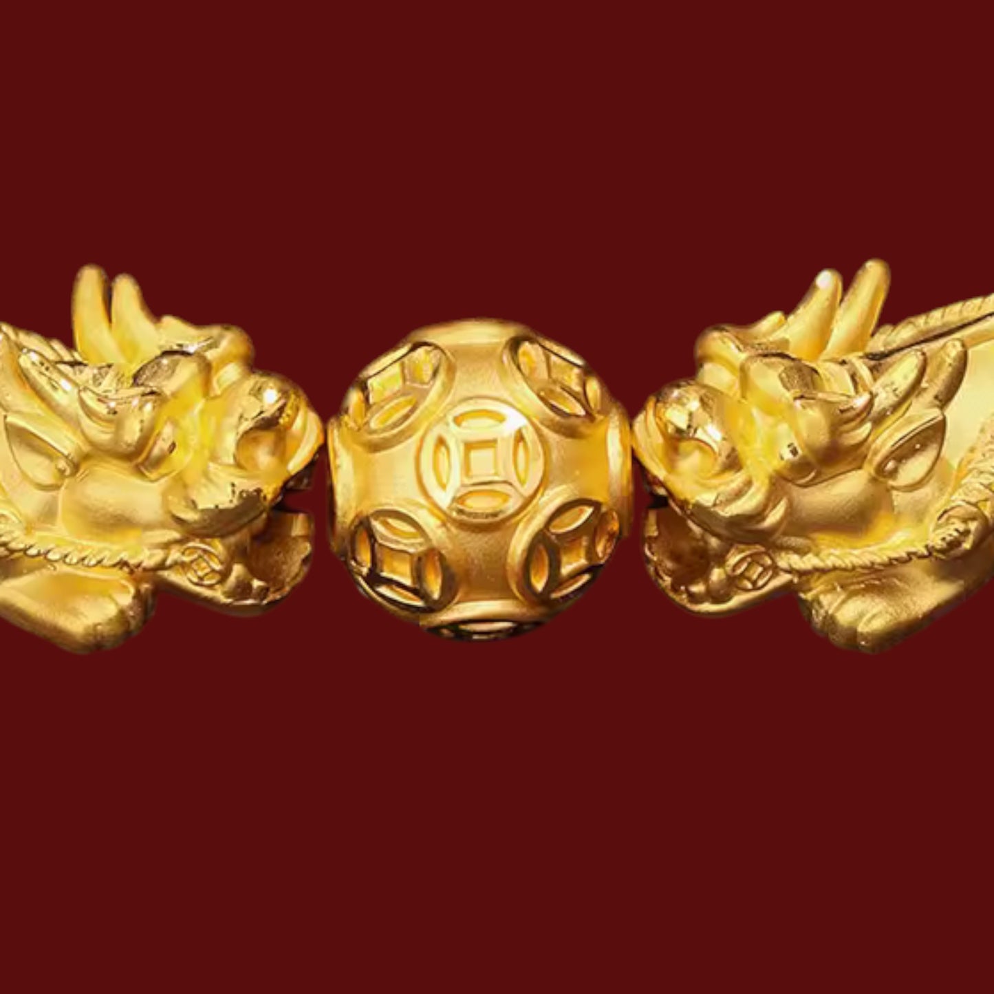 24K 999 Gold Pixiu Wealth Charm Tiger Eye Black Agate Sanskrit Beads Unisex Bracelet