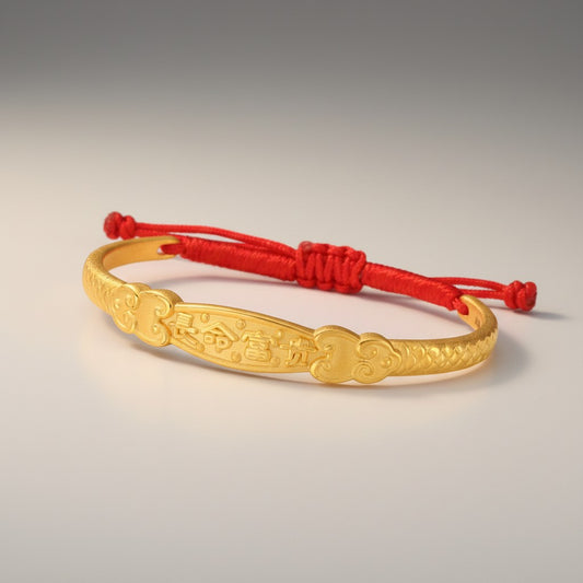 24K 999 Gold Half Bangle Adjustable Baby Kid Gift Bracelet