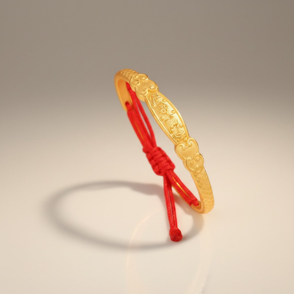 24K 999 Gold Half Bangle Adjustable Baby Kid Gift Bracelet