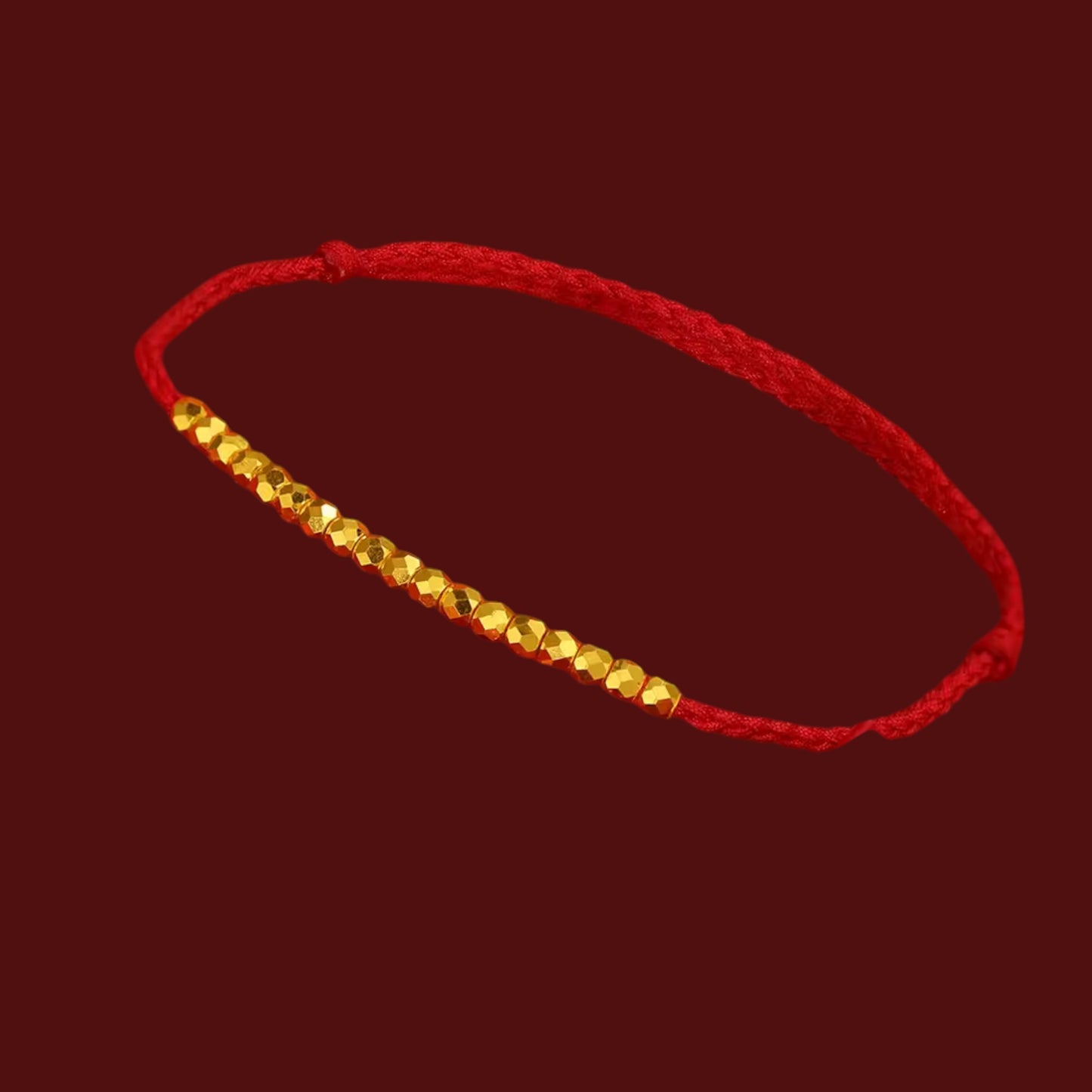 24K 999 Gold Disco Beads Cord Adjustable Weaving Bracelet