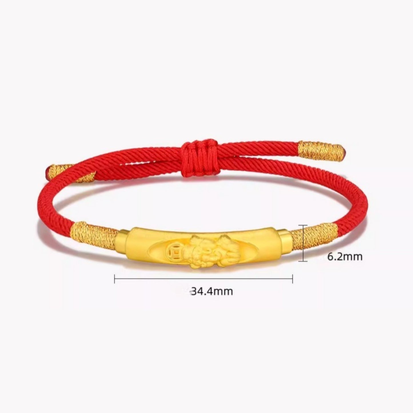 24K 999 Gold Pixiu Tube Charm Bring Wealth Couple Bracelet