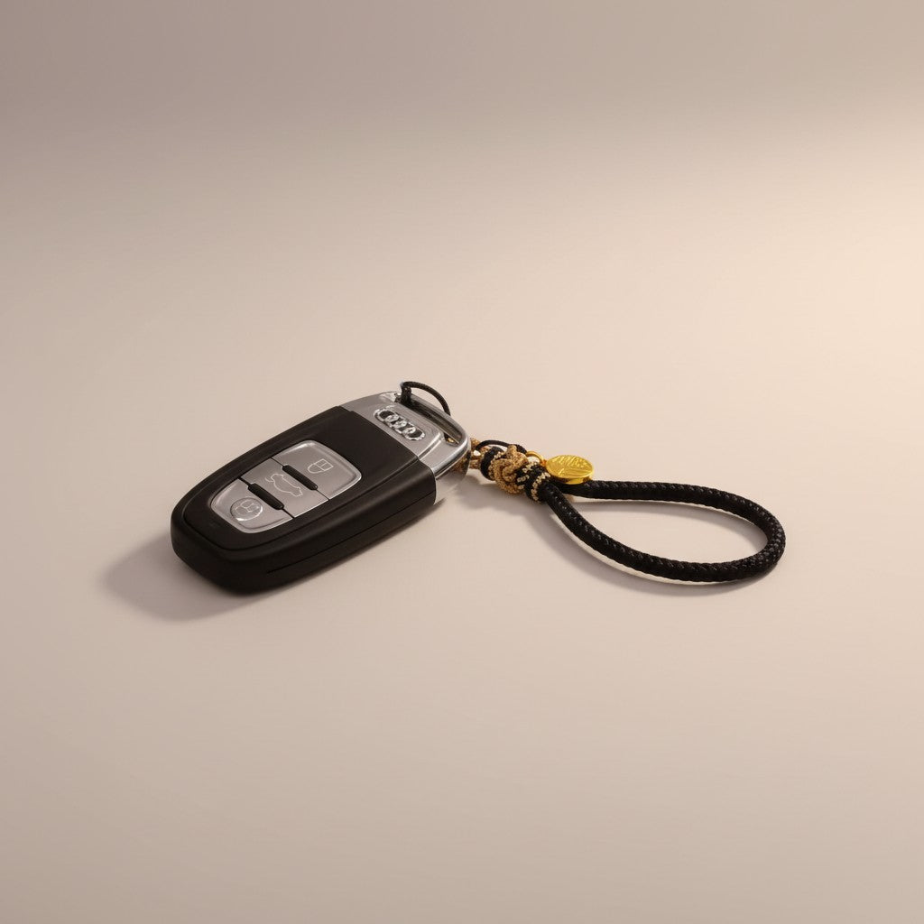 24K 999 Gold Peace Buckle Name Initial Keychain Car Key Pendant, Customizable, Elegant Phone Strap