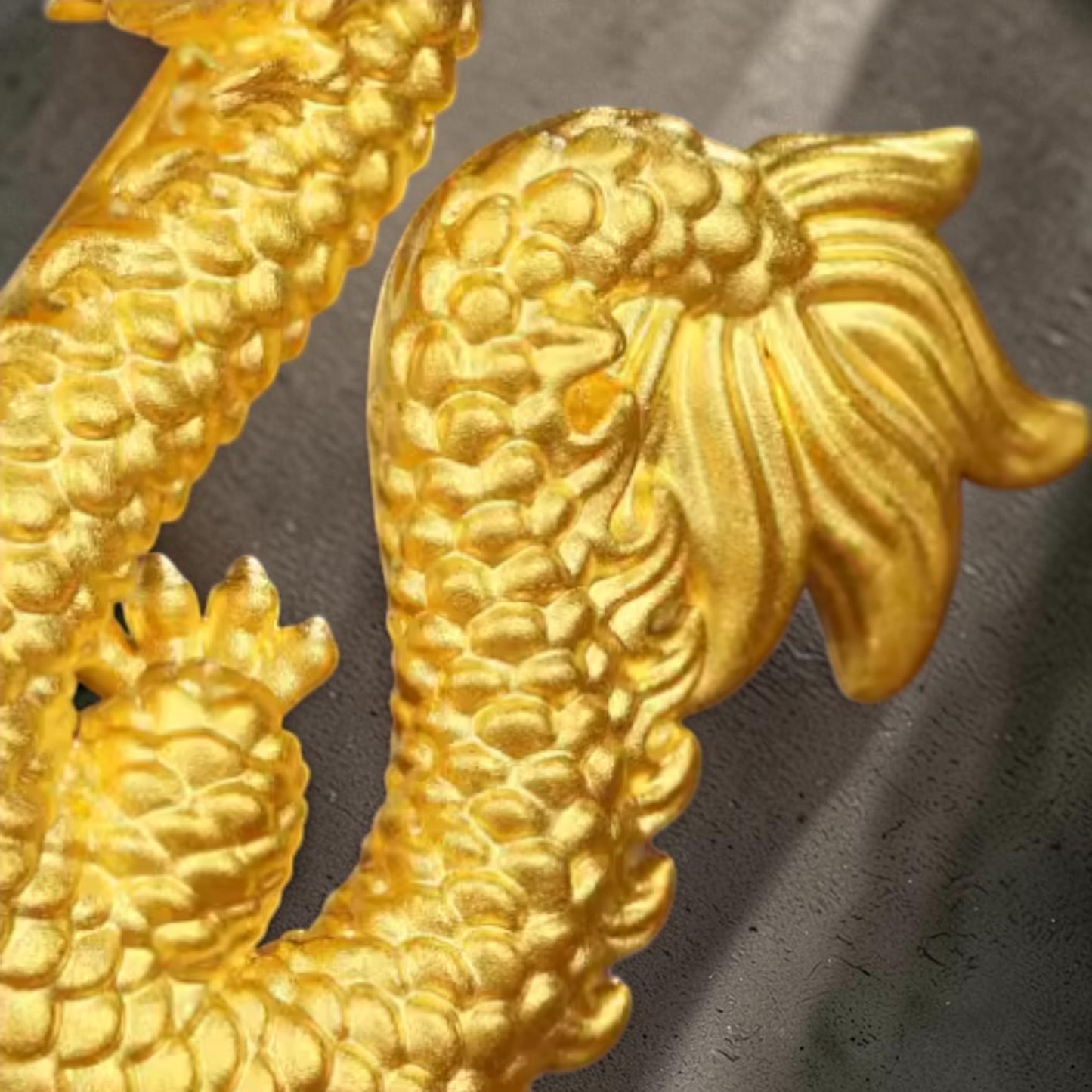 24K Fine Gold Zodiac Dragon Pendant Weaving Cord Necklace