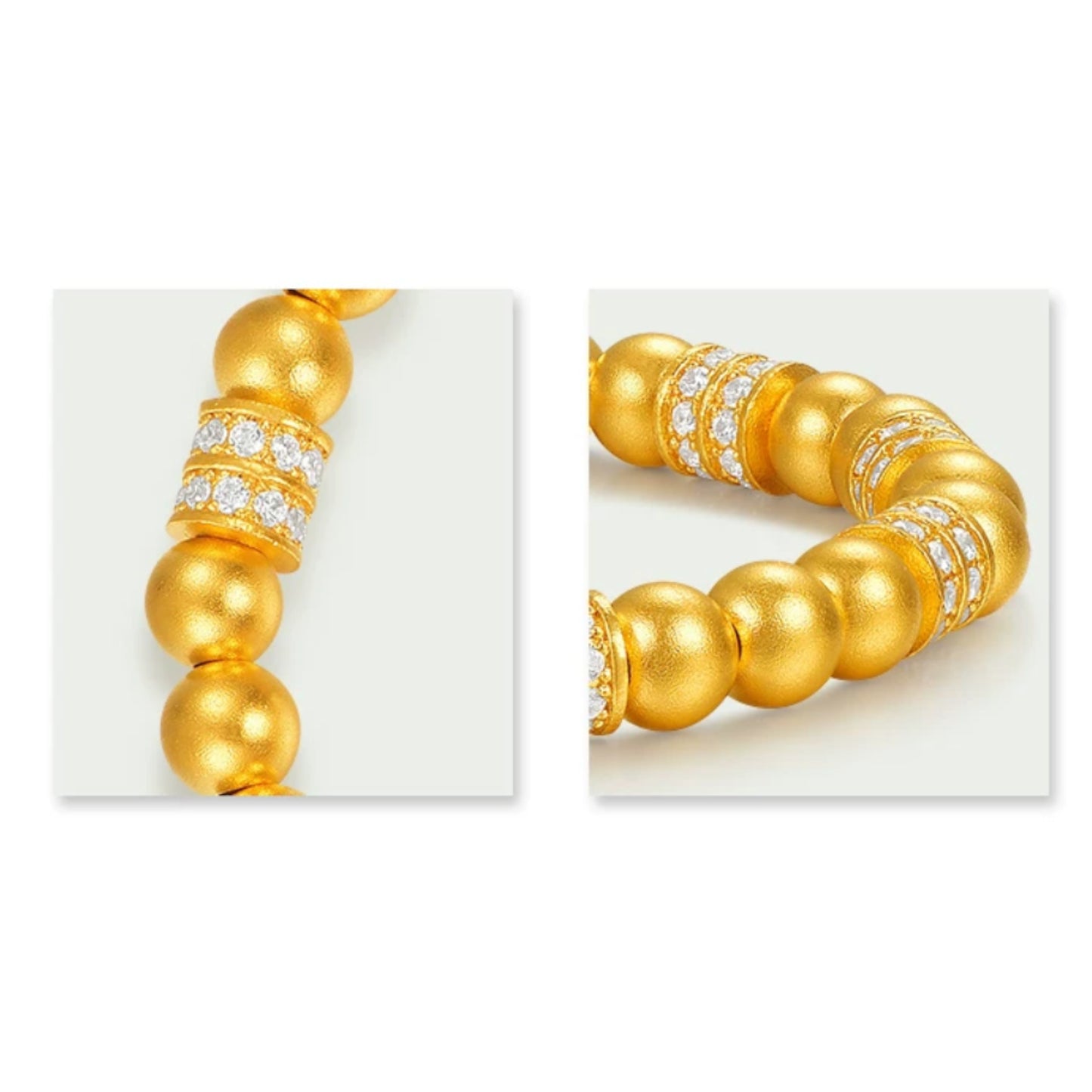24k Gold Beads Moissanite Luxury Elastic Bracelet