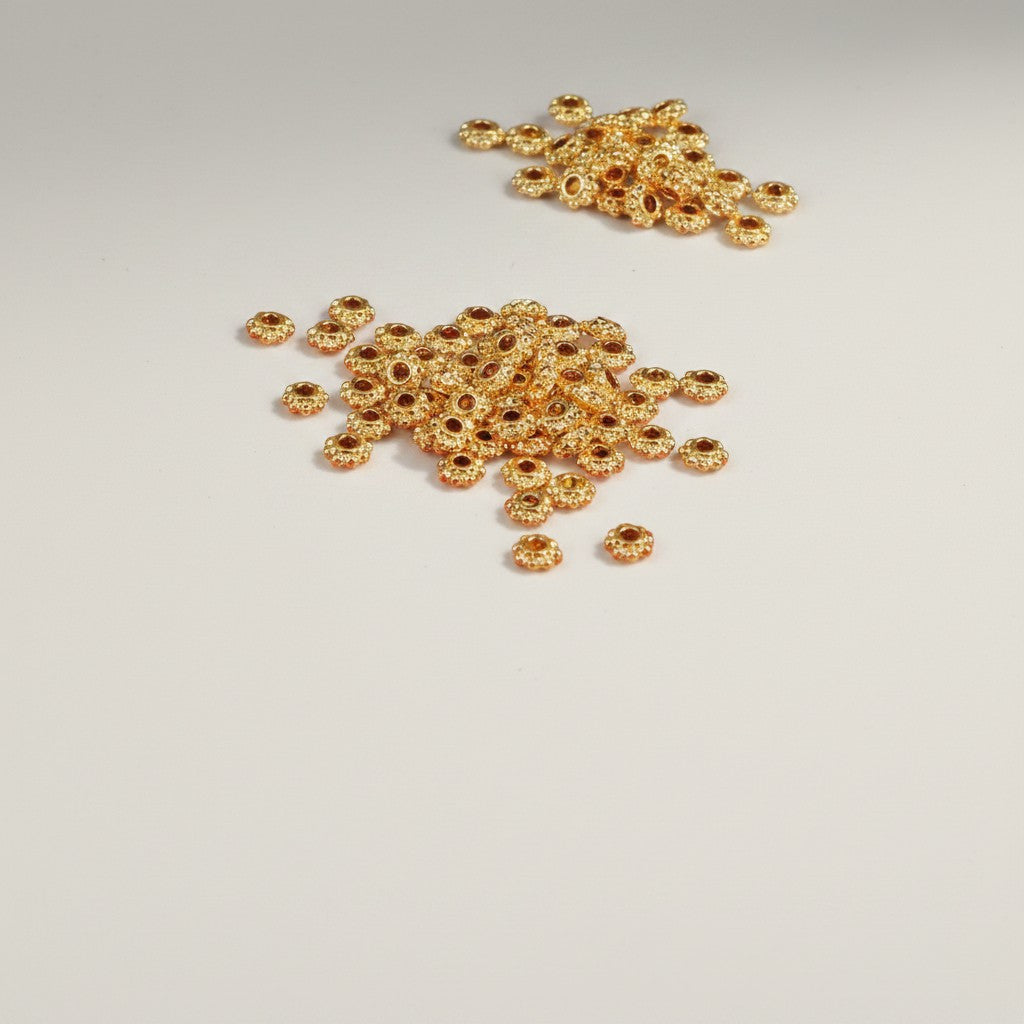 999 Pure Gold Gear Bead Lucky Spacer for Bracelet Stringing DIY Jewelry