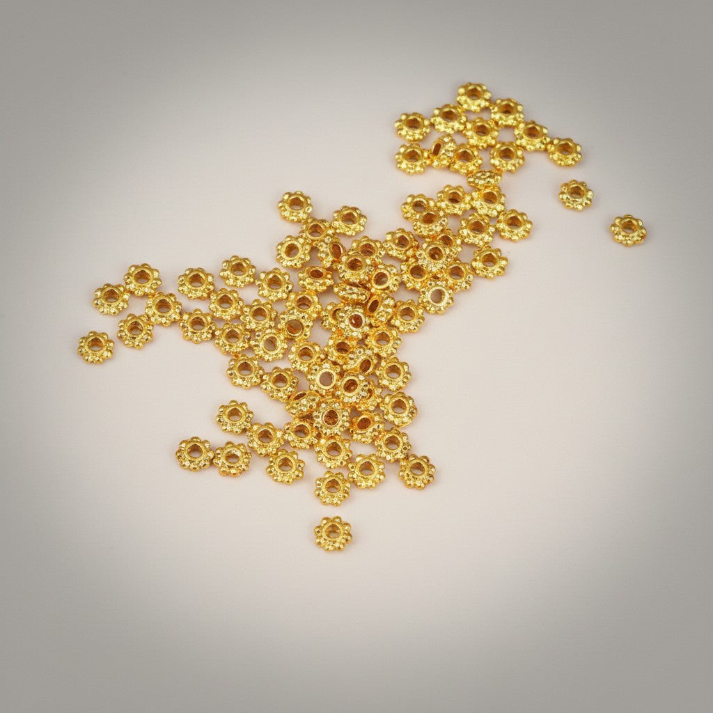 999 Pure Gold Gear Bead Lucky Spacer for Bracelet Stringing DIY Jewelry
