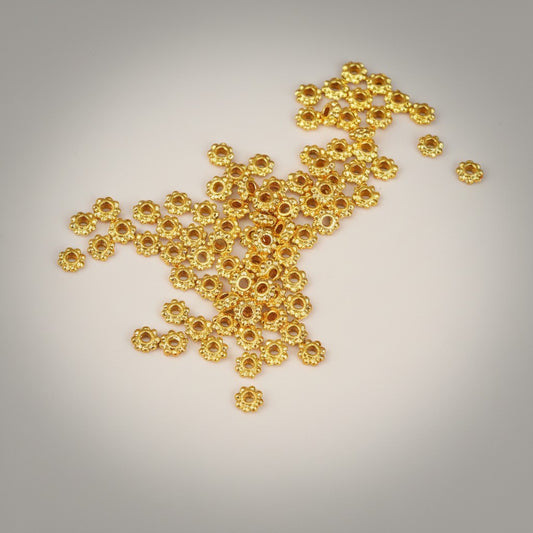 999 Pure Gold Gear Bead Lucky Spacer for Bracelet Stringing DIY Jewelry