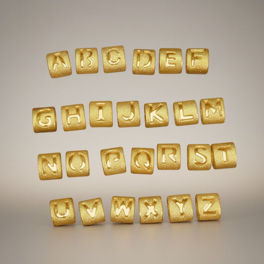 24k Gold Initial Letter Charm D.I.Y Personalized Jewelry Supplies Loose Spacer