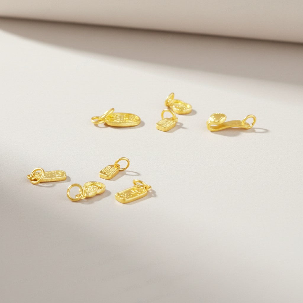24k 999 Solid Gold D.I.Y Mini Charms Chinese Blessing Gourd Lucky Bead