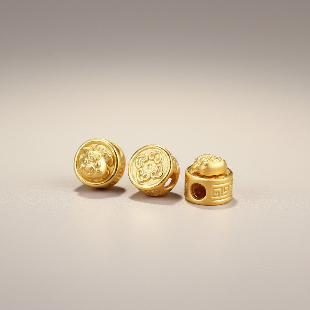 24K 999 Gold Spacer Mini Chinese Zodiac Animal Year of the Horse Charm DIY