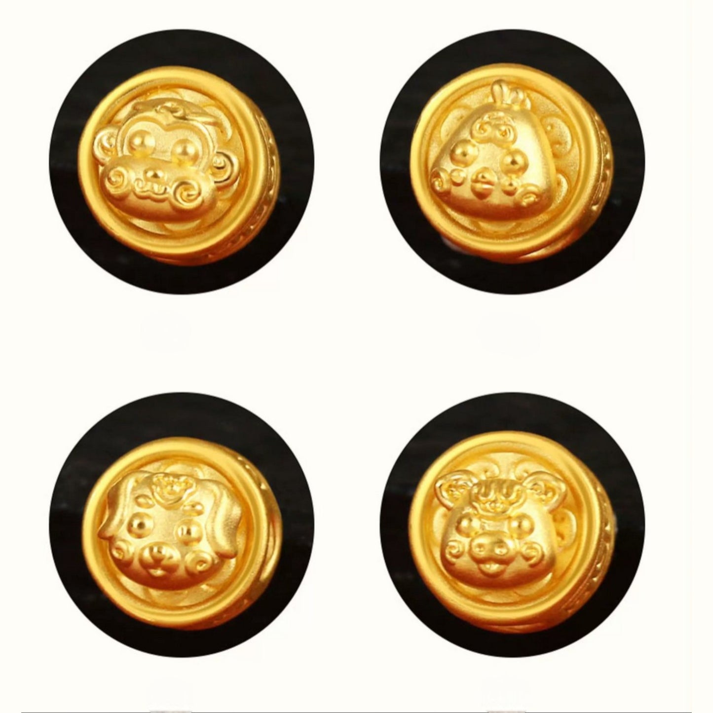 24K 999 Gold Spacer Mini Chinese Zodiac Animal Year of the Horse Charm DIY