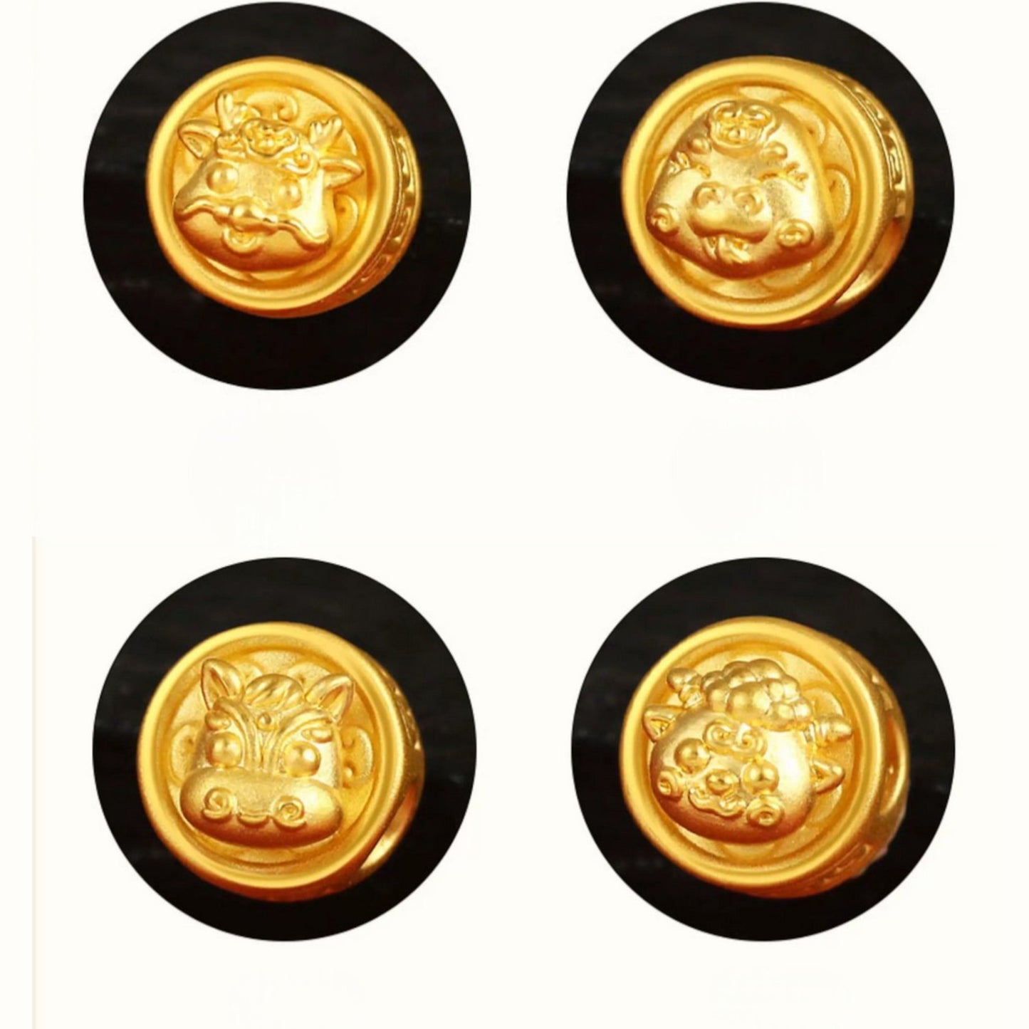 24K 999 Gold Spacer Mini Chinese Zodiac Animal Year of the Horse Charm DIY