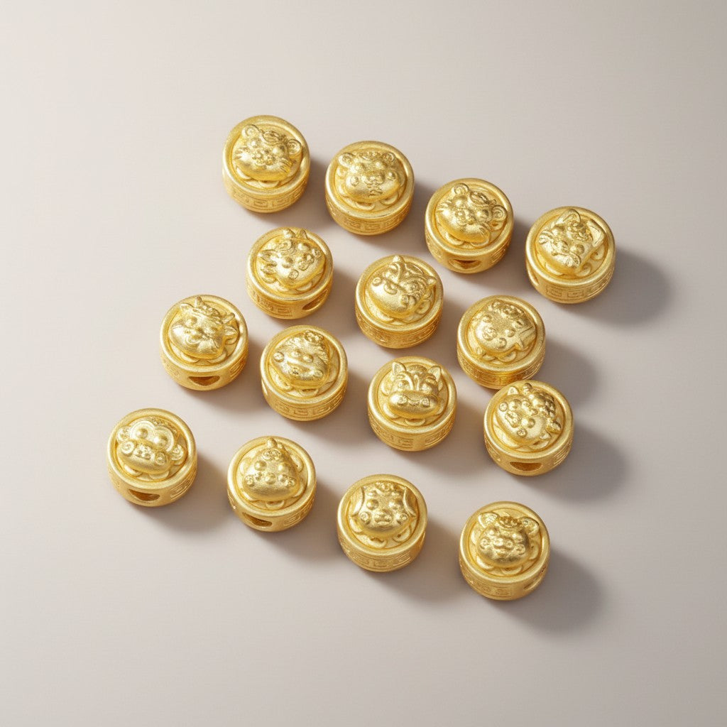 24K 999 Gold Spacer Mini Chinese Zodiac Animal Year of the Horse Charm DIY