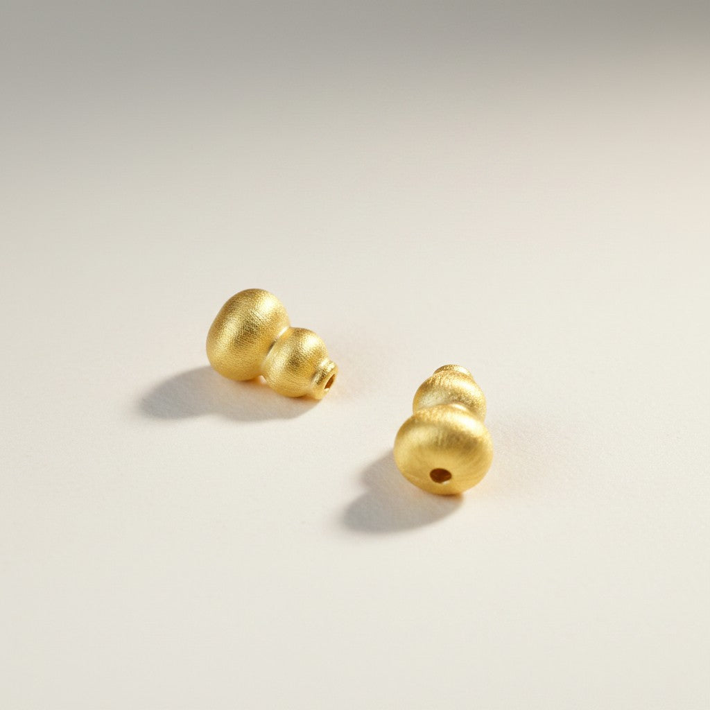 24K 999 Hard Gold Mini Gourd Bead Charm DIY Loose Spacer Charm