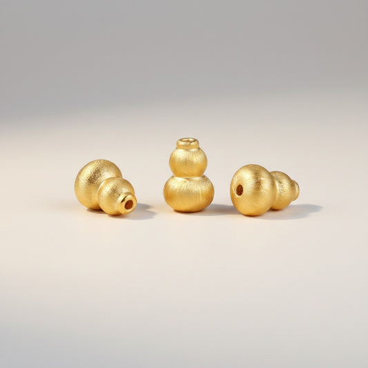 24K 999 Hard Gold Mini Gourd Bead Charm DIY Loose Spacer Charm