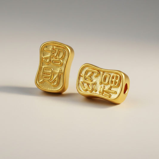 24K 999 Hard Gold Mini Wealth and Blessings Bead Charm DIY Loose Spacer Charm