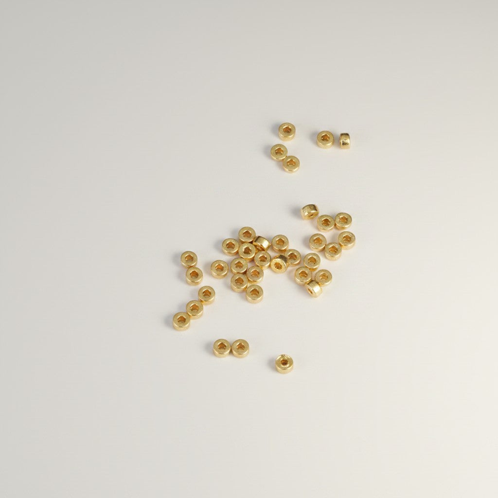 999 Pure Gold Loop Bead Lucky Spacer for Bracelet Stringing DIY Jewelry