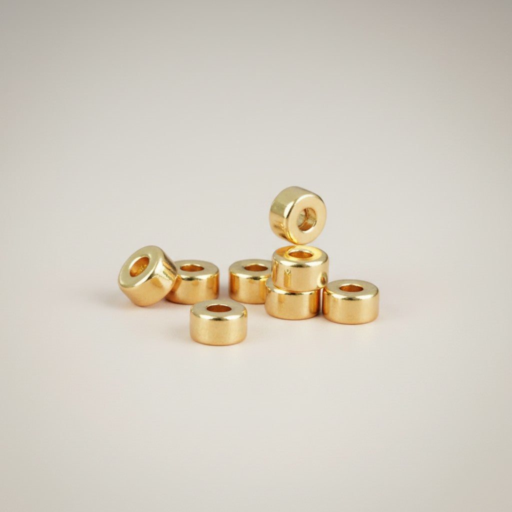 999 Pure Gold Loop Bead Lucky Spacer for Bracelet Stringing DIY Jewelry