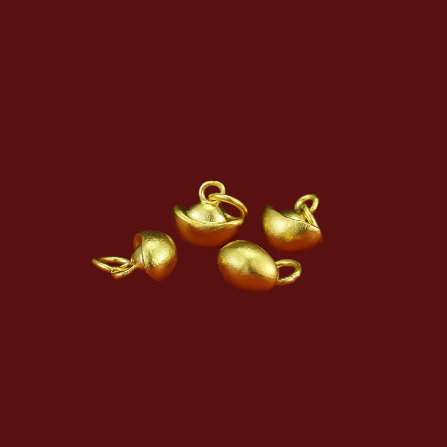 24K 999 Solid Gold Mini Chinese Ingot Charm DIY Loose Bead