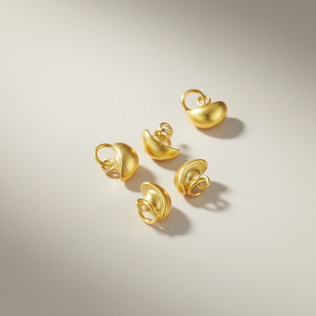 24K 999 Solid Gold Mini Chinese Ingot Charm DIY Loose Bead