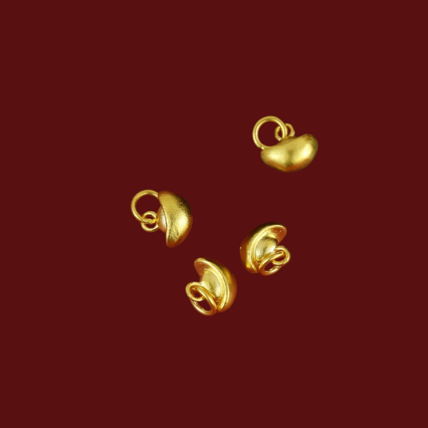 24K 999 Solid Gold Mini Chinese Ingot Charm DIY Loose Bead