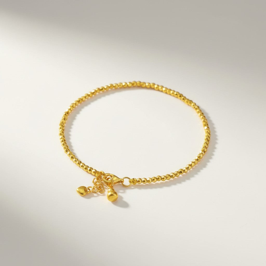24K 999 Solid Gold Mini Chinese Gourd Charm DIY Loose Bead