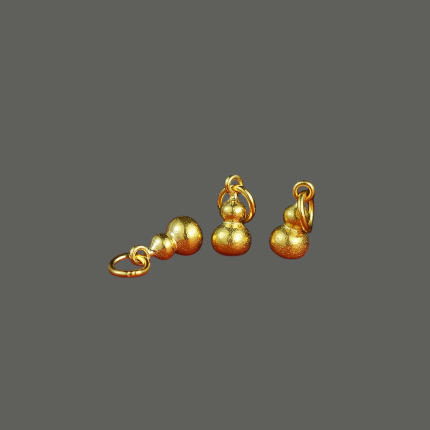 24K 999 Solid Gold Mini Chinese Gourd Charm DIY Loose Bead