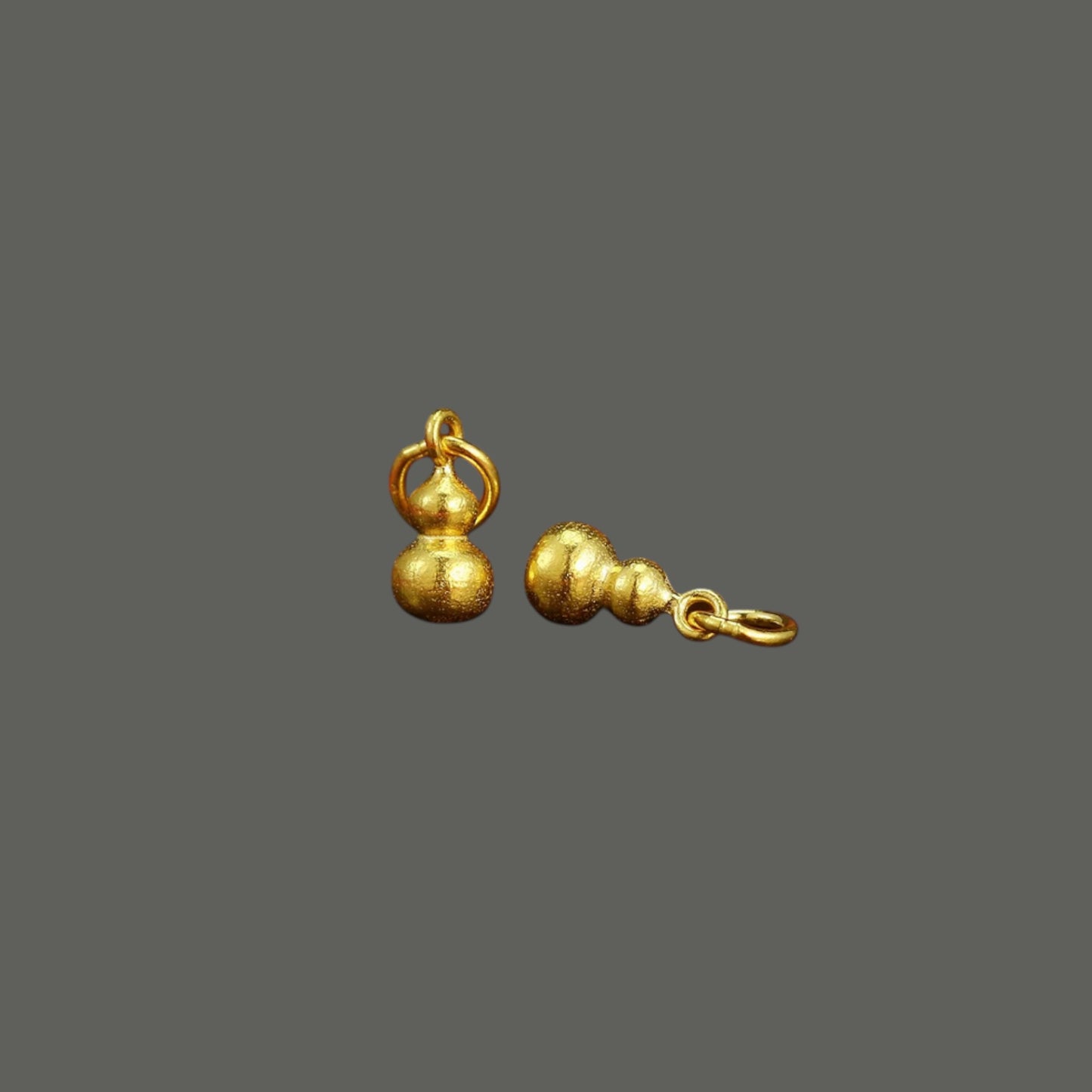 24K 999 Solid Gold Mini Chinese Gourd Charm DIY Loose Bead