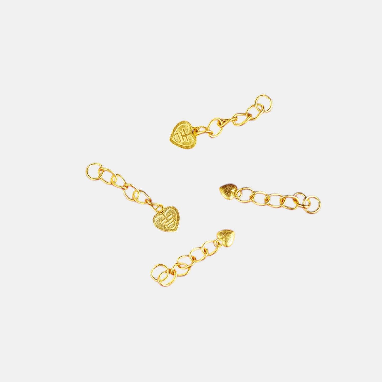 24K 999 Solid Gold Mini Extension Chain Link Heart Blessing Charm