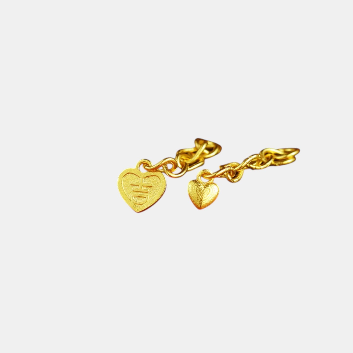24K 999 Solid Gold Mini Extension Chain Link Heart Blessing Charm