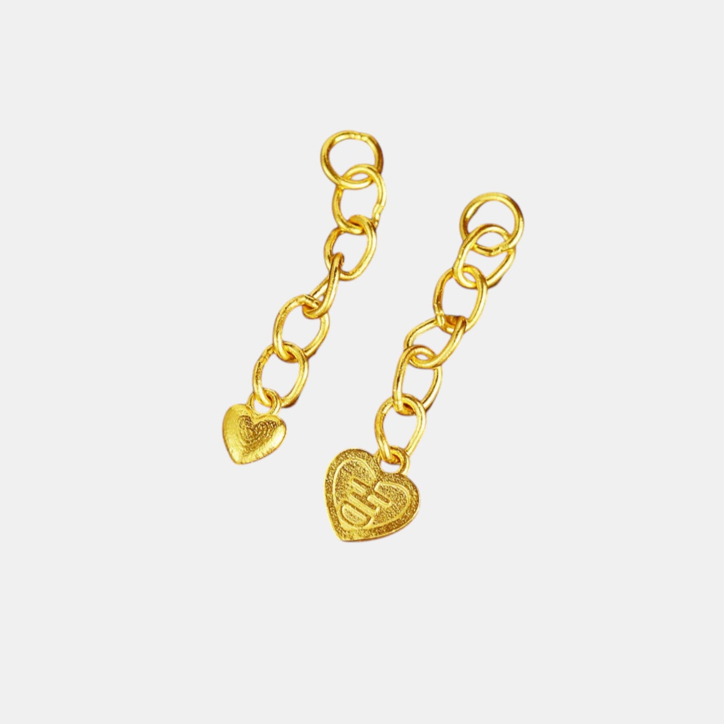24K 999 Solid Gold Mini Extension Chain Link Heart Blessing Charm