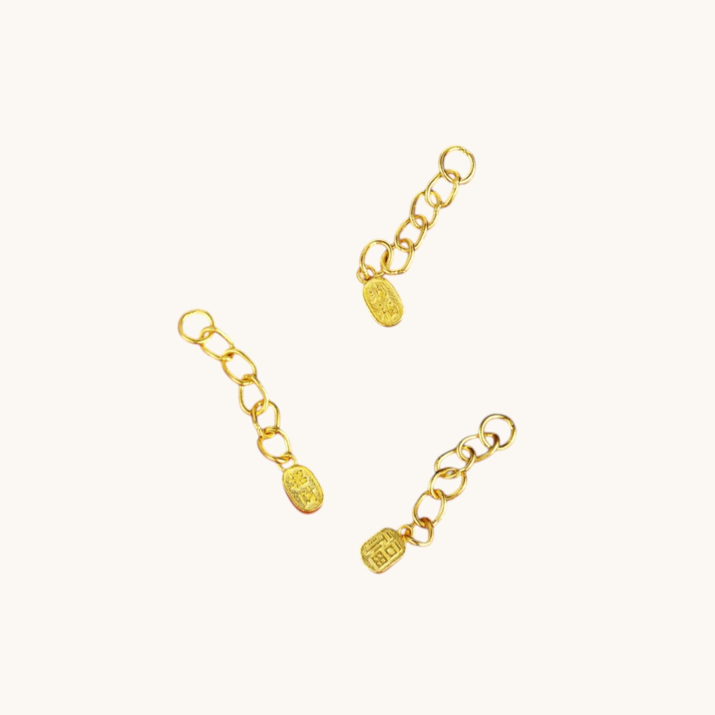 24K 999 Solid Gold Mini Extension Chain Link Fortune Blessing Charm
