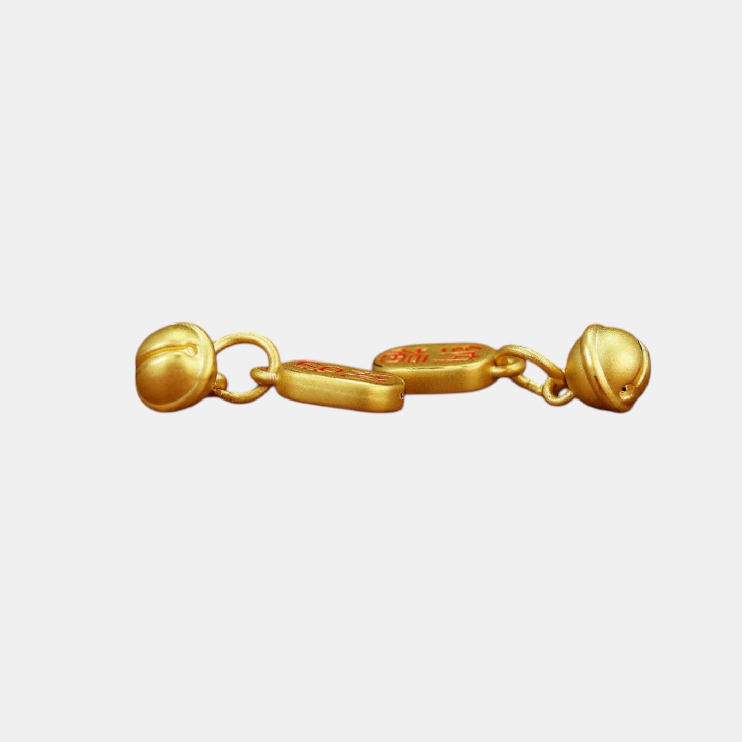 24K 999 Gold Mini Chinese Wealth and Good Fortune Charm Bell DIY Bead