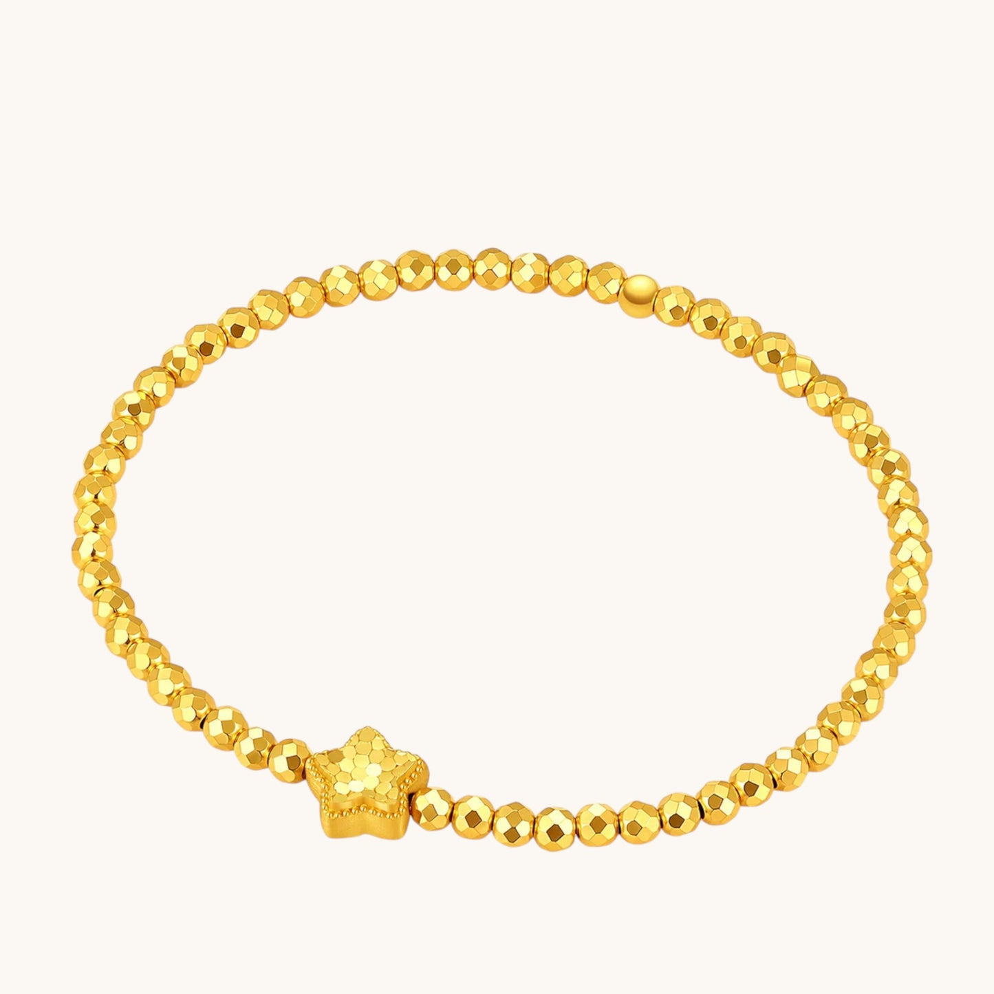 24k 999 5G Gold Minimal Style Sparkling Star Disco Beads Charm Bracelet