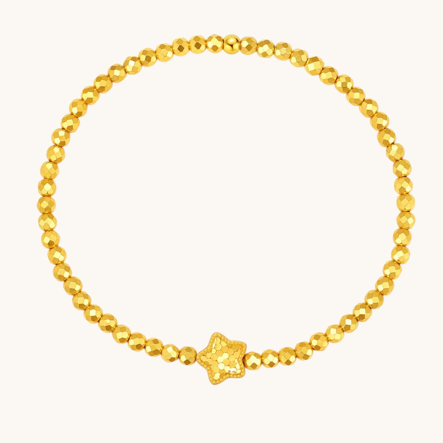 24k 999 5G Gold Minimal Style Sparkling Star Disco Beads Charm Bracelet