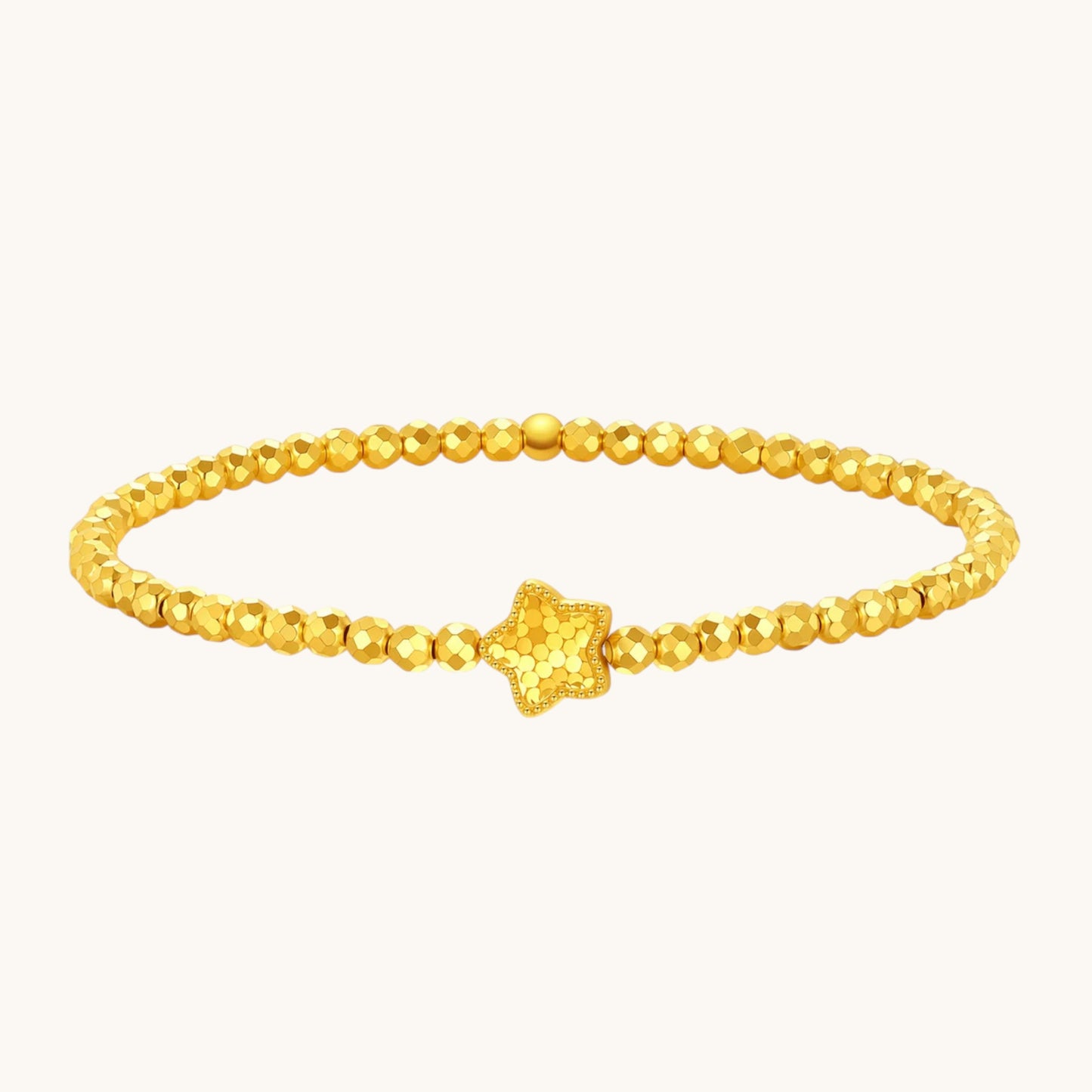 24k 999 5G Gold Minimal Style Sparkling Star Disco Beads Charm Bracelet