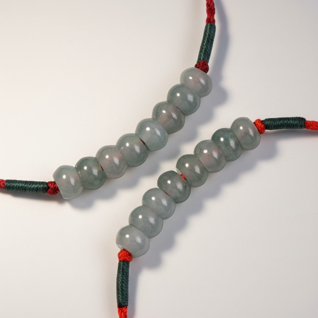 Natural Jade Beads Minimal Thin Cord Adjustable Bracelet and Anklet for Men Women and Kids