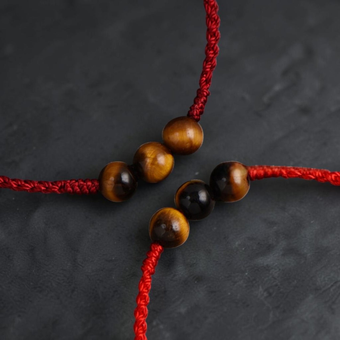 Natural Tiger’s Eye Crystal Minimal Thin Cord Adjustable Bracelet and Anklet for Men Women and Kids