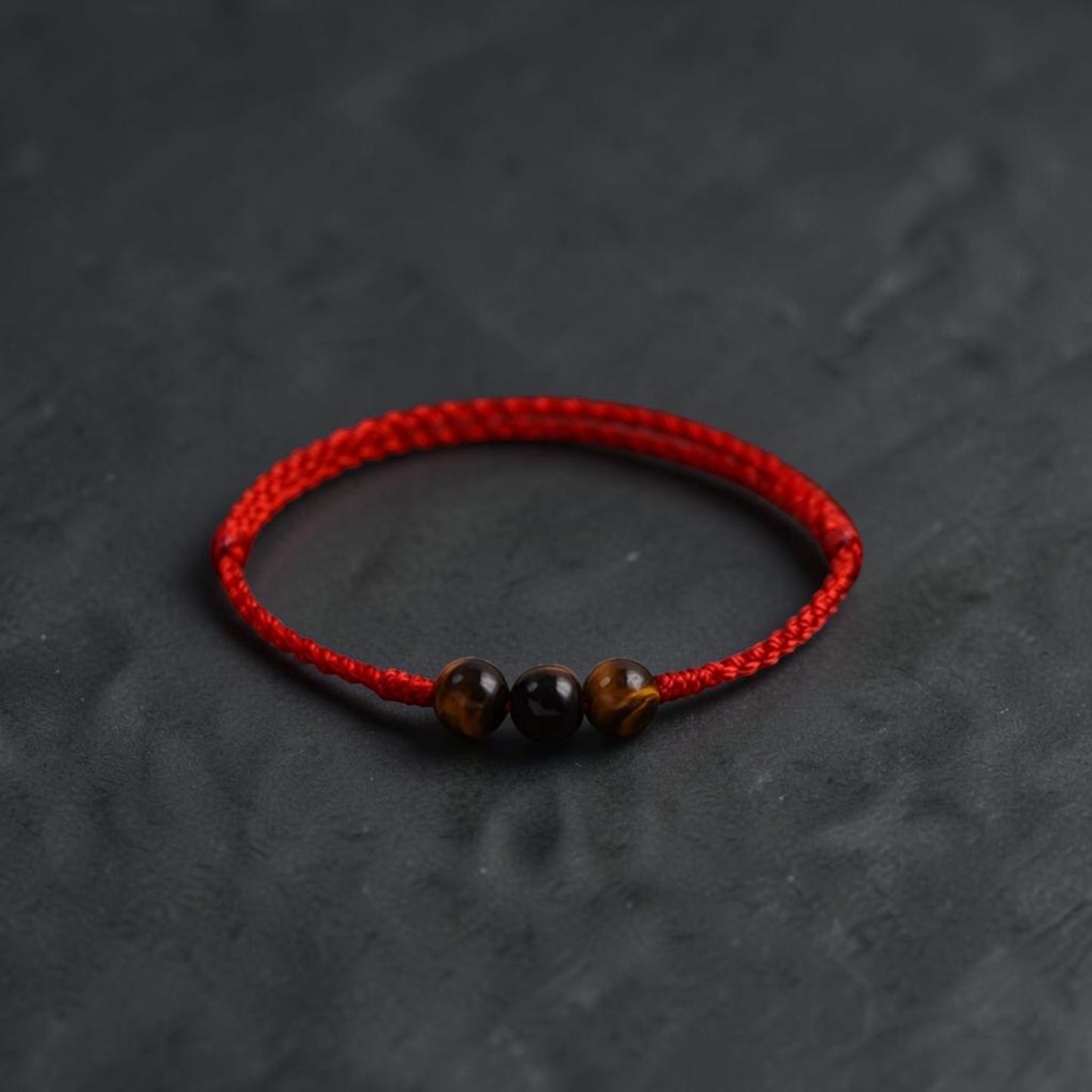 Natural Tiger’s Eye Crystal Minimal Thin Cord Adjustable Bracelet and Anklet for Men Women and Kids