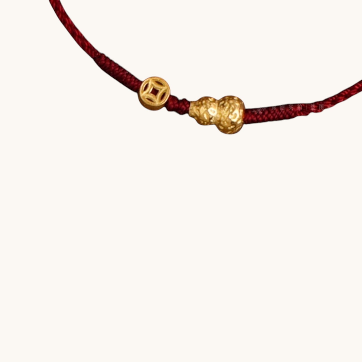 24K Gold Gourd Coin Minimal Thin Cord Adjustable Bracelet and Anklet for Men Women and Kids