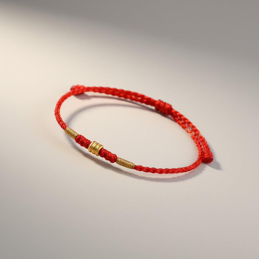 24k 999 Gold Minimal Beads Braided Cord Bracelet for Men and Women Kids