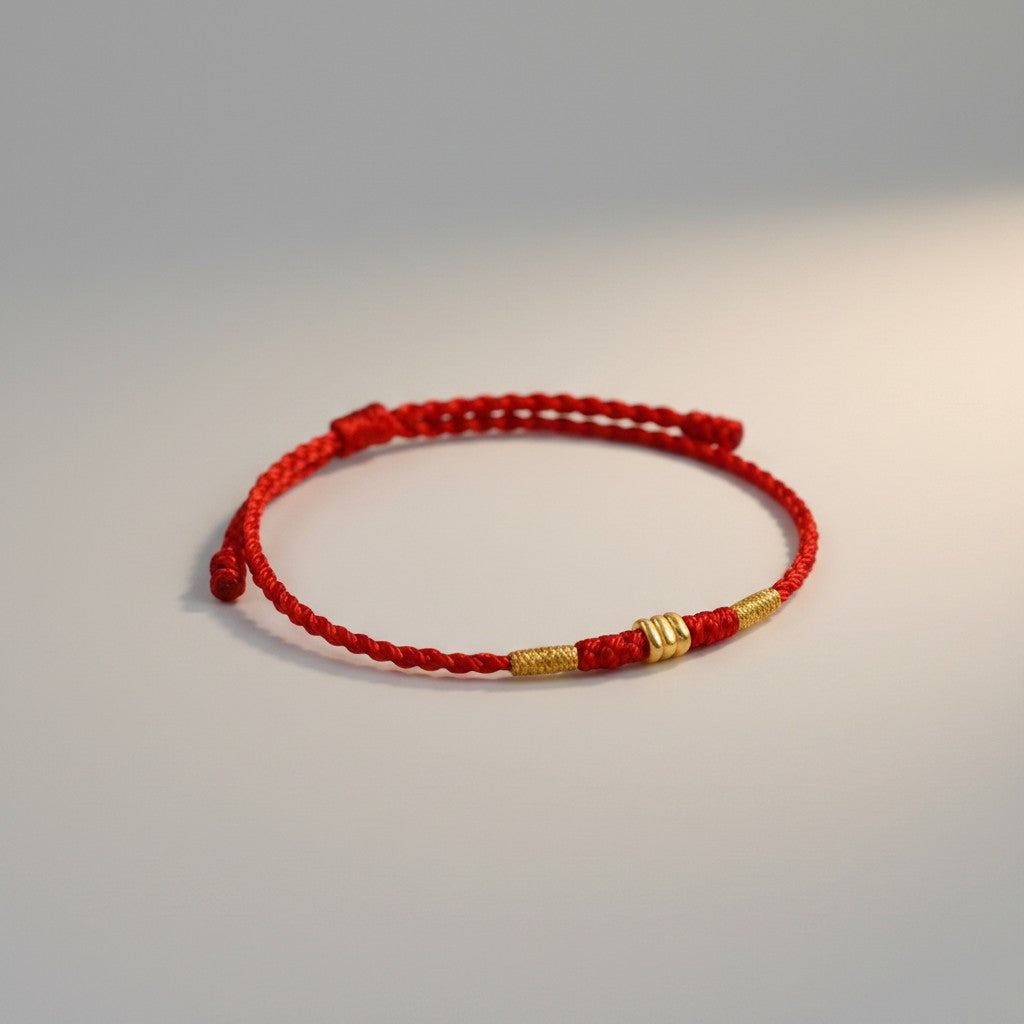 24k 999 Gold Minimal Beads Braided Cord Bracelet for Men and Women Kids