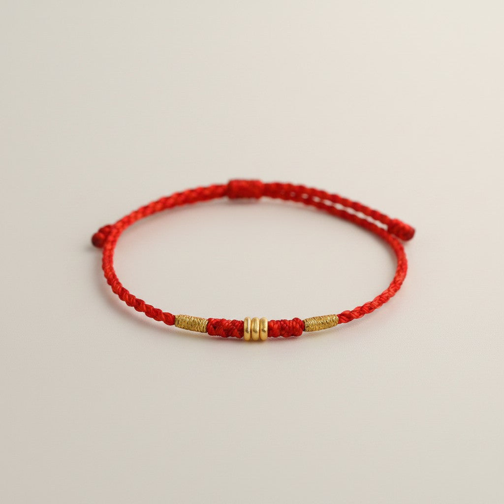 24k 999 Gold Minimal Beads Braided Cord Bracelet for Men and Women Kids