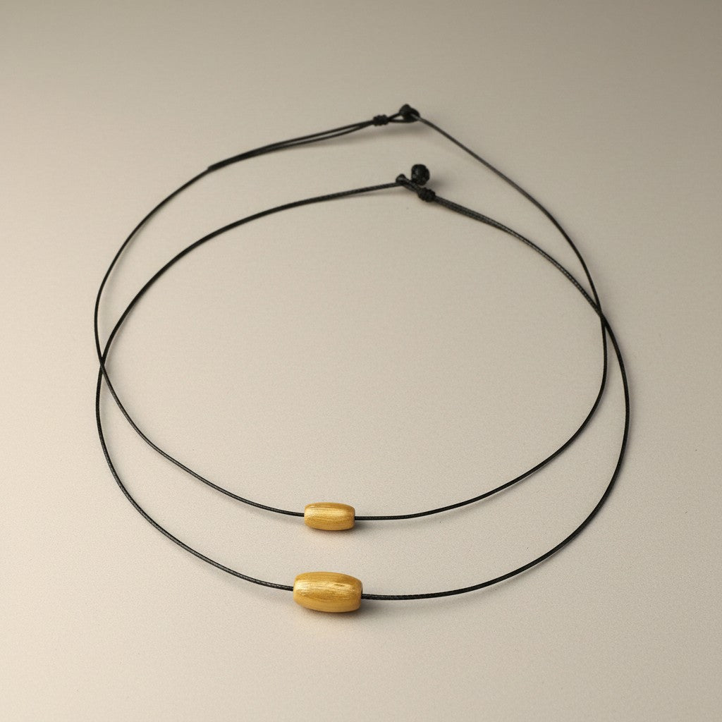 18K Gold Minimalist Charm Braided Leather Cord Unisex Necklace