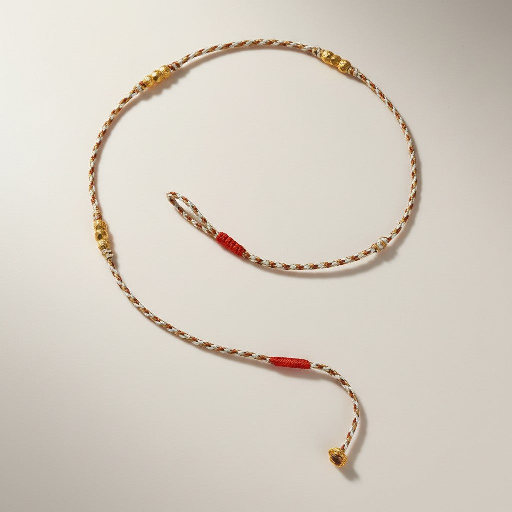 24k 999 Gold Minimal Infinity Loop Charm Beads Braided Ultra-Fine Cord Anklet