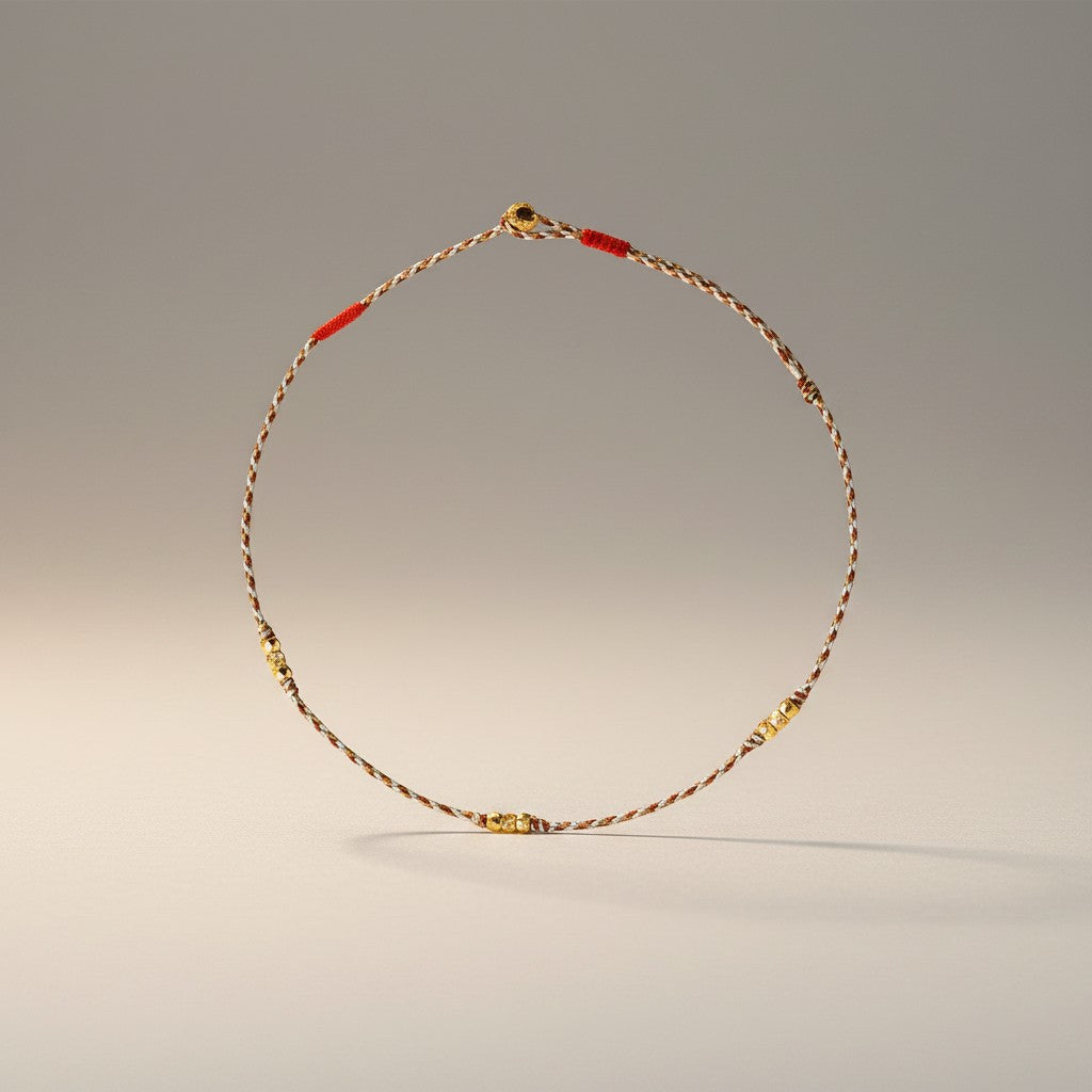 24k 999 Gold Minimal Infinity Loop Charm Beads Braided Ultra-Fine Cord Anklet