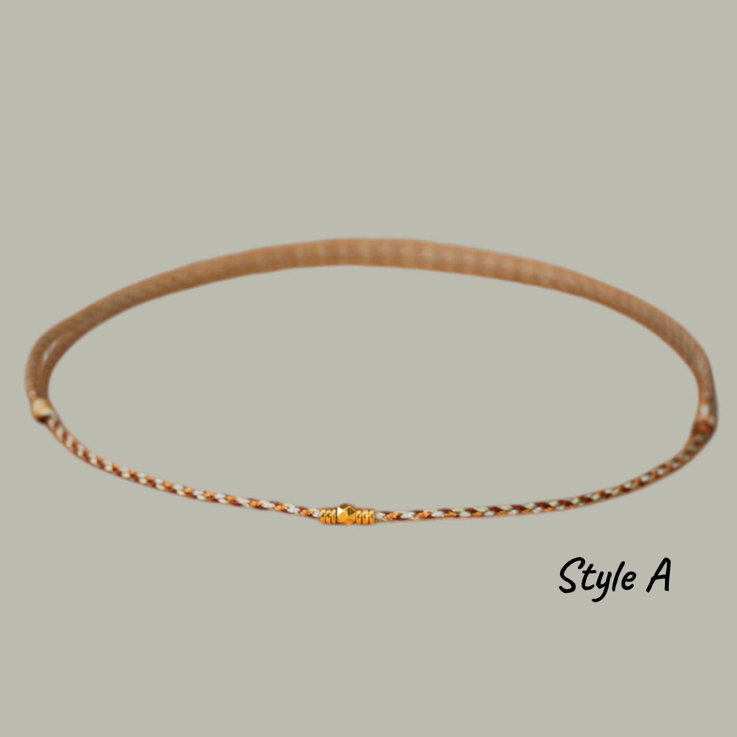 24k 999 Gold Minimal Infinity Loop Charm Beads Braided Ultra-Fine Cord Anklet