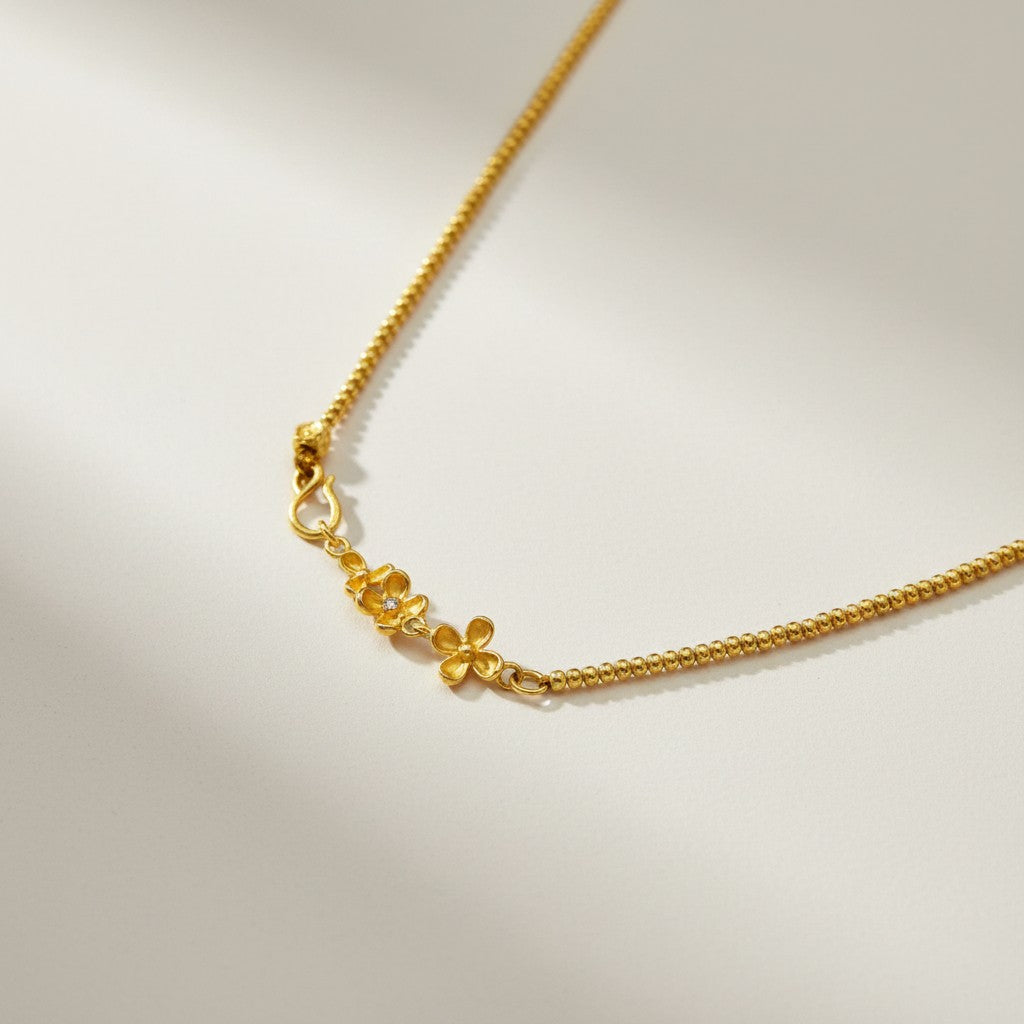 24k Pure 999 Gold D.I.Y Connector Osmanthus Flower Extension Chain and Pendant