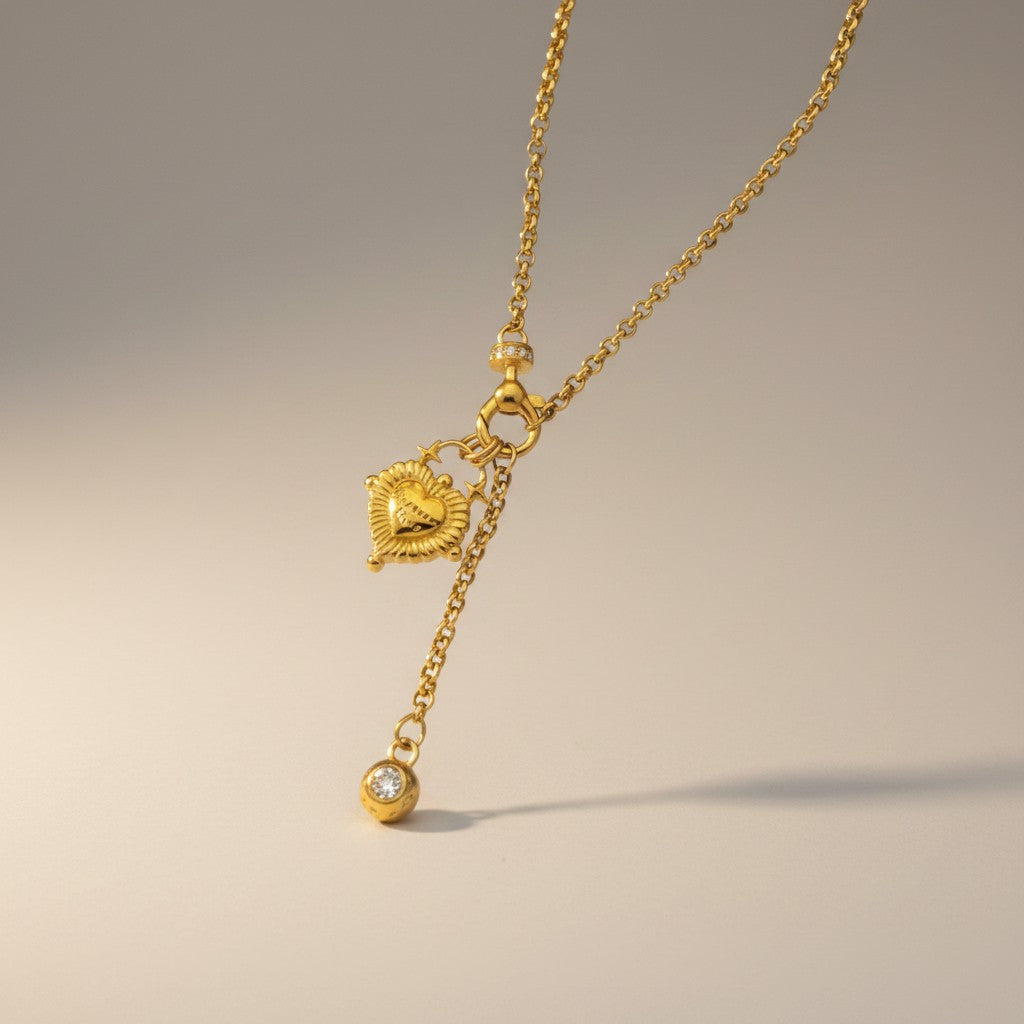 24k Fine Gold Forever Love Heart Engraved Charm Pendant
